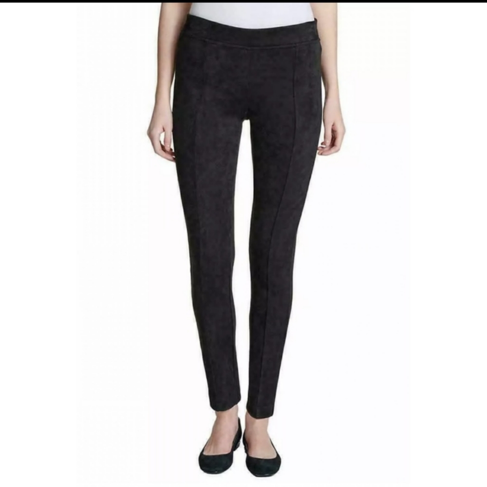 Andrew Marc Scuba Faux Suede Ponte Black Pants Pull On Soft Stretch Size XL